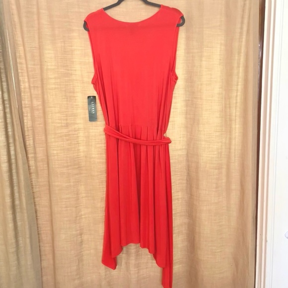 Lauren Ralph 2X Orange Dress Sleeveless Crossover Tie - Picture 3 of 5